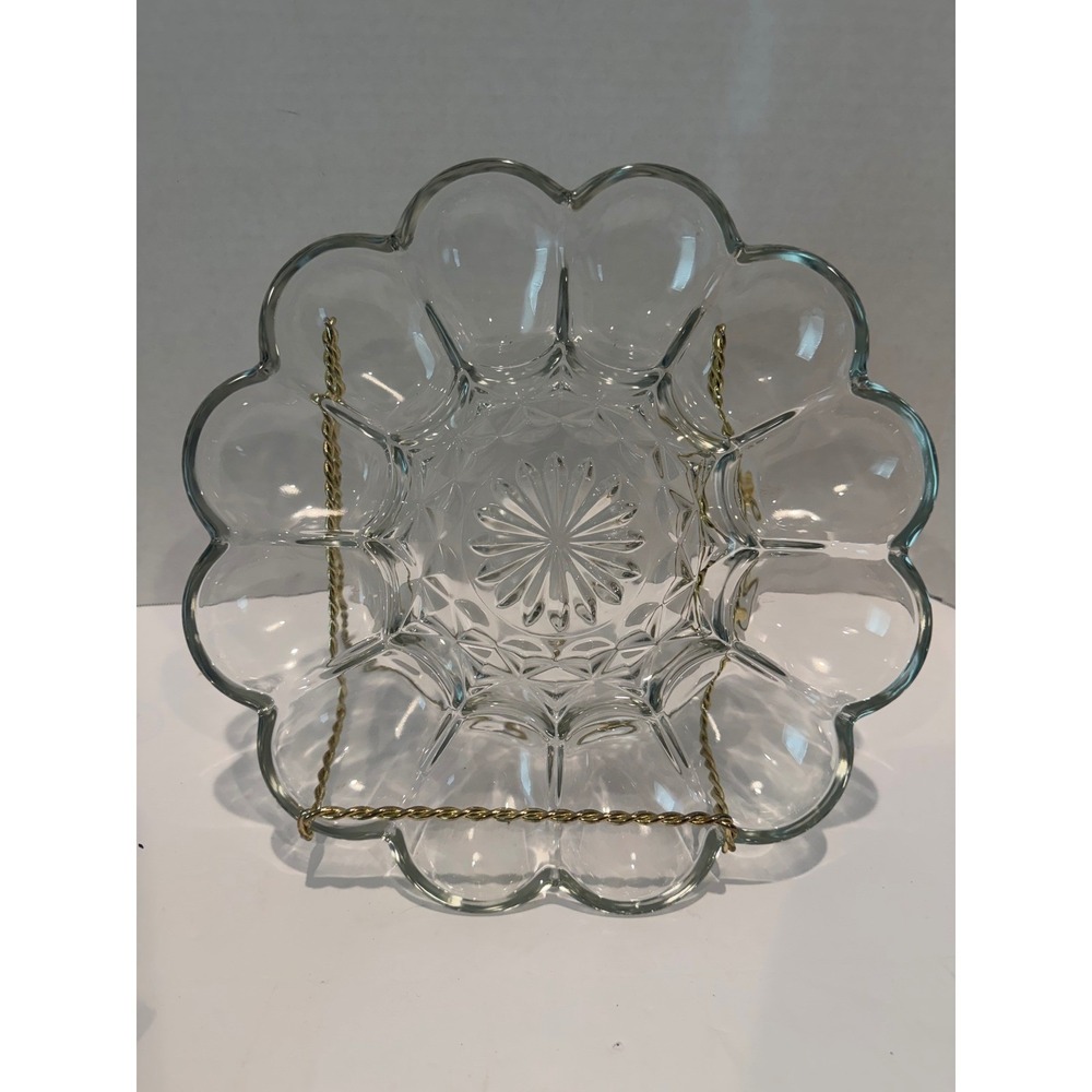 VTG Anchor Hocking Clear Glass Deviled Egg Plater 10" Round 12 Slots NIB - Picture 1 of 5